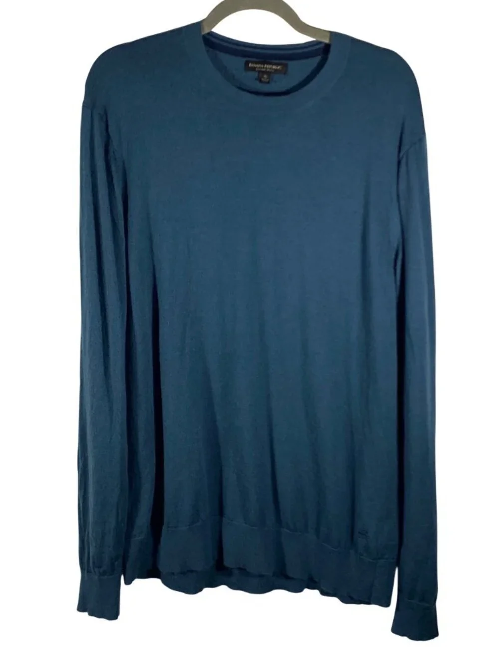 Banana Republic Mens XL Merino Wool Crewneck Sweater Blue Lightweight Knit